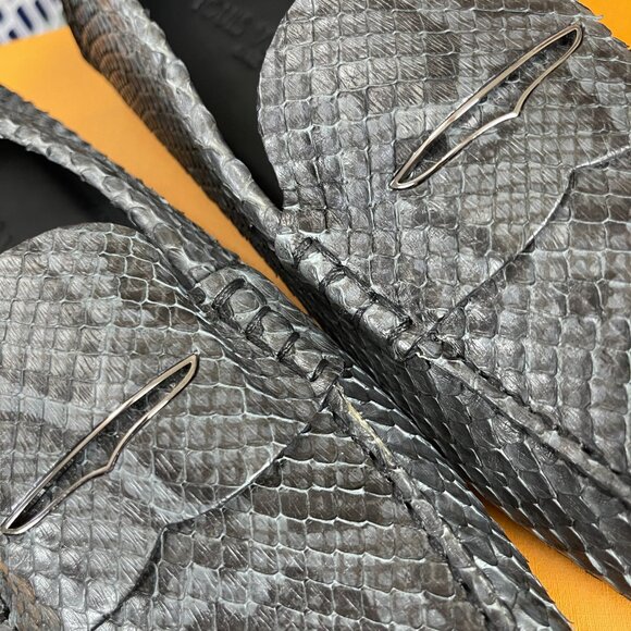 NEW LOUIS VUITTON Exotic Python Snakeskin Loafer Drivers Mens Shoes LV 10 =US 11 - Picture 3 of 15